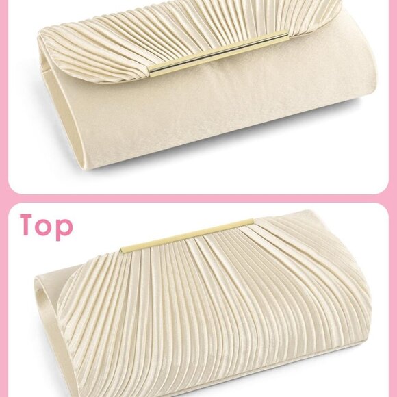 Elegant A-Apricot Evening Clutch Purse - 3-in-1 Crossbody & Shoulder Bag - Picture 5 of 7